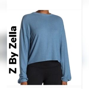 Z By Zella Blue Cozy Ella Pull Over Knit Sweater Sz S Fun & Casual ultimate Soft